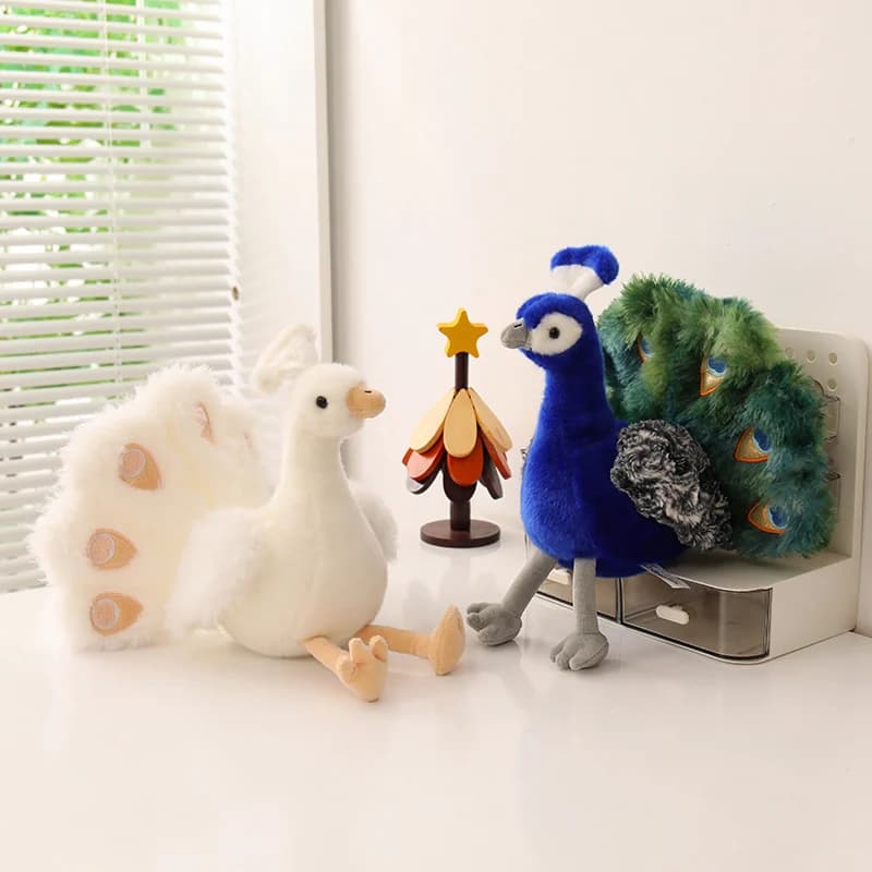 Peluche di Pavone Bellissimo da 20/48 cm, Adorabili Bambole di Pavone con Piume Aperte e Pavone a Coda Lunga per Decorazione e Regalo