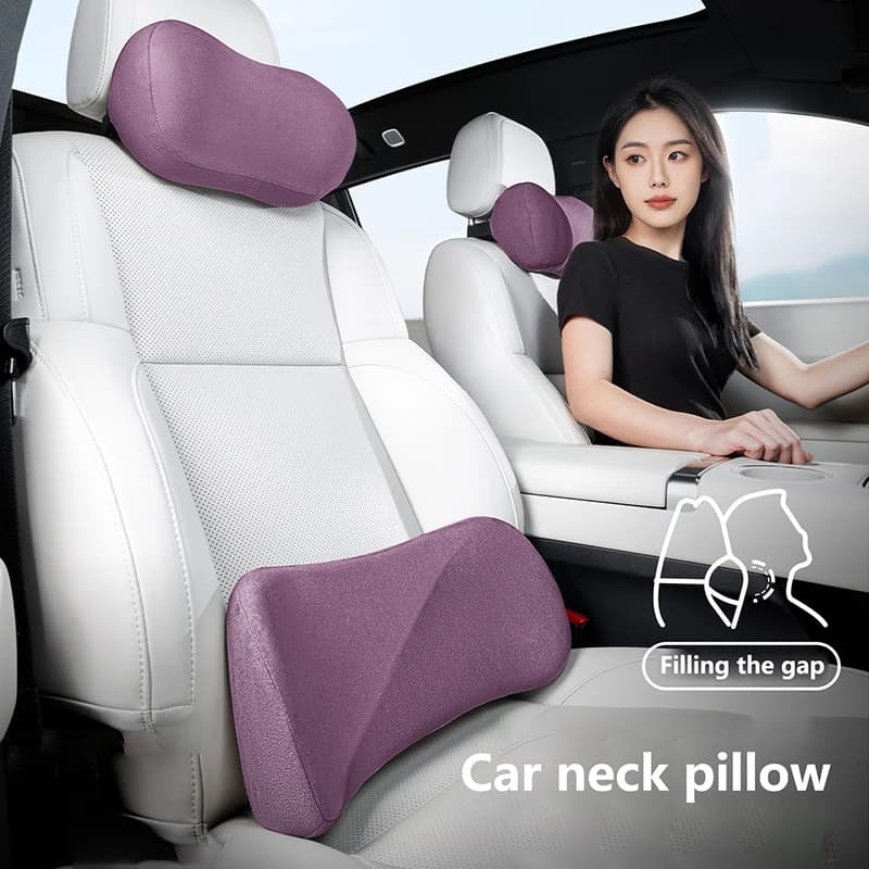 Universal Car Headrest Memory Cotton Neck Pillow Four Seasons Adjustable Vertebral Support Thin Low Waist Seat Cushion