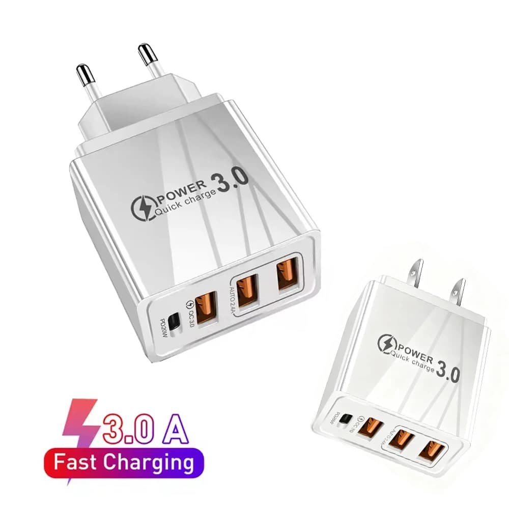 Ricarica rapida 3.0 Display a LED 3 Caricatore USB 3A Ricarica rapida per iPhone 11 Adattatore per caricabatterie Caricabatterie per telefoni cellulari per Samsung S10