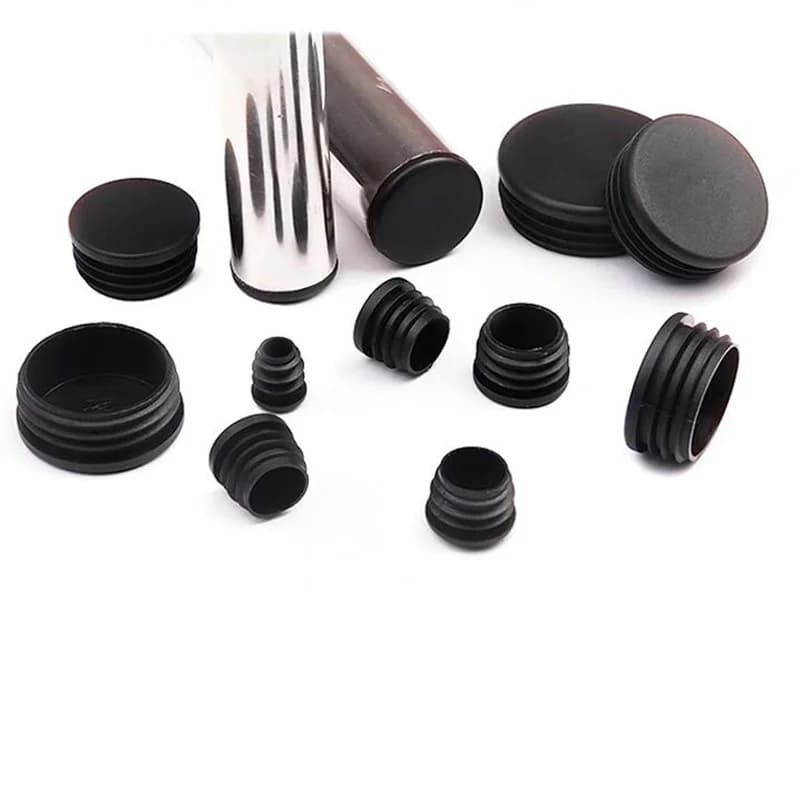 10 pz PVC Rotondo Tubo Spina Nero 10-76mm Foro Interno Copertura Antipolvere Mobili Gamba Spina Sedia Blanking Tappi terminali Protezione Hardware