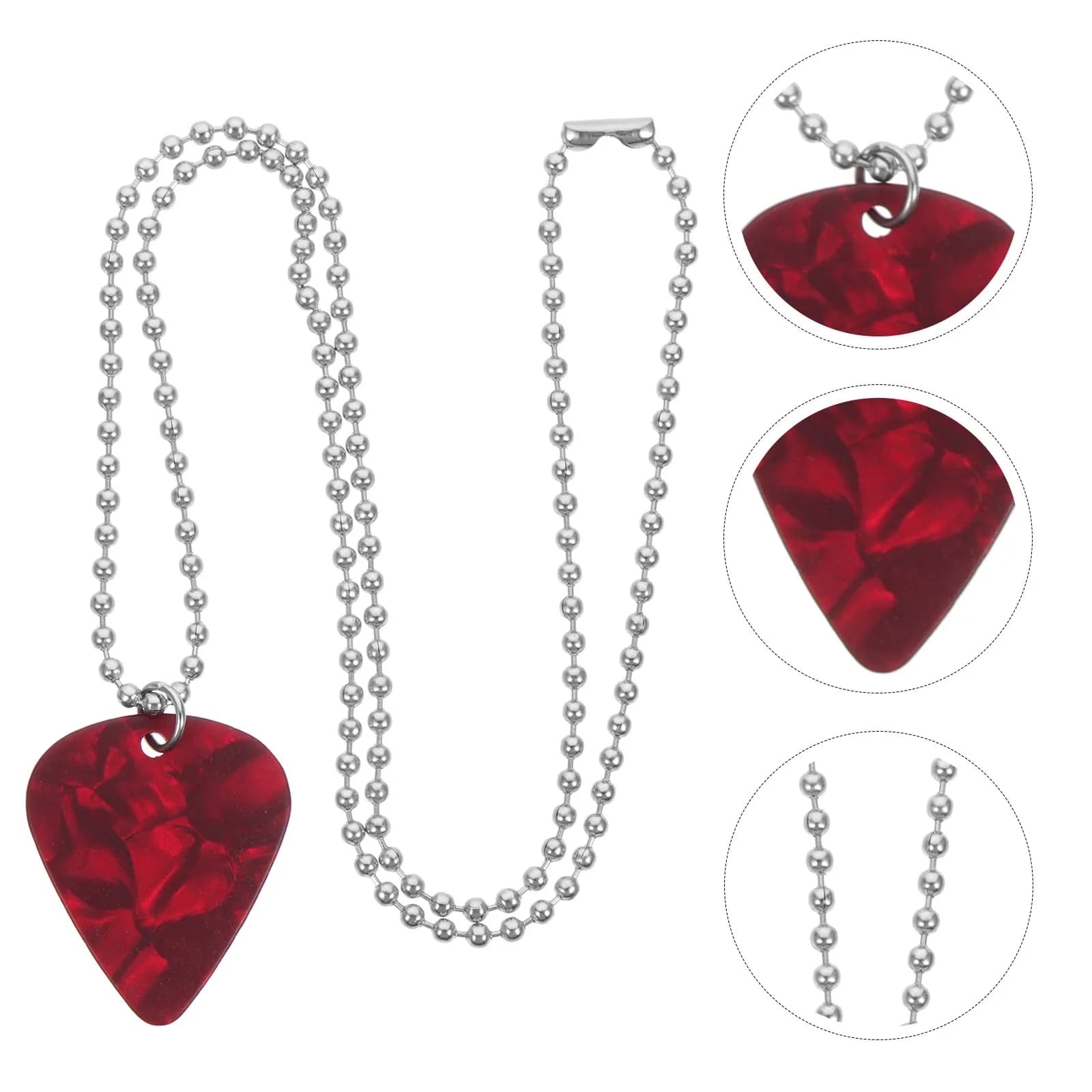 Collana con plettro da chitarra in acciaio inossidabile, comoda per il dito, ciondolo per basso e ukulele, catena, regalo per chitarristi, gioielli