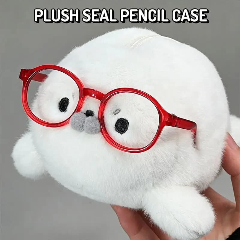 Astuccio a Forma di Foca Divertente e Carino, Borsa Portaoggetti di Grande Capacità, Borsa per Cancelleria in Peluche ad Alto Valore Estetico, Forniture Scolastiche per Studenti