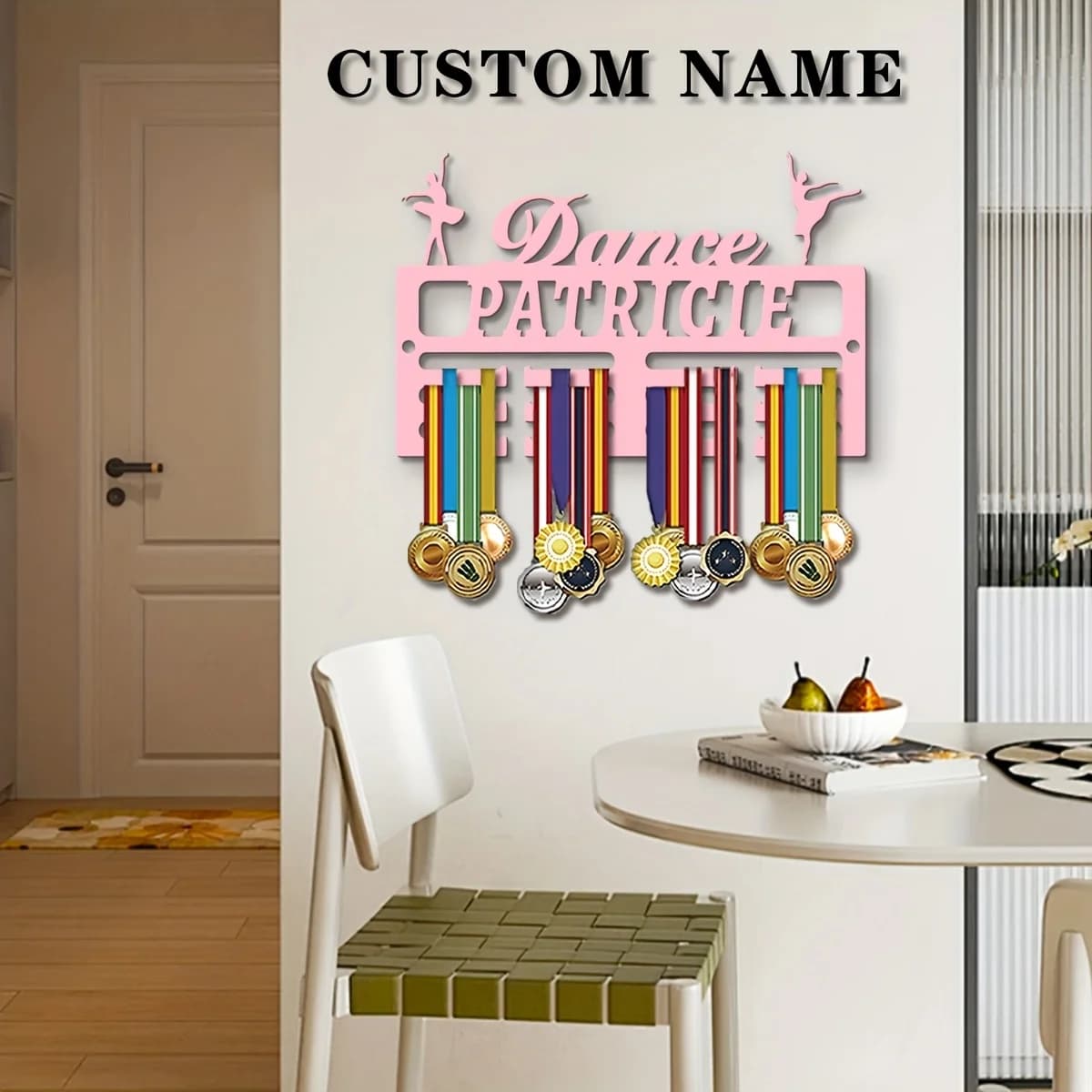 1pc Custom Wooden Medal Hanger, Personalized Medal Display Rack for Athletes,Ideal Gift for Family Friends