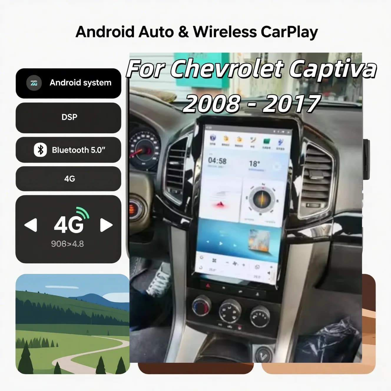 13.6" Touch Screen Car Radio Auto GPS For Chevrolet Captiva 2008 - 2017 Carplay Android 13 Car Multimedia Video Player Head Unit