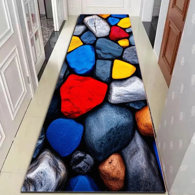 VIKAMA Modern Farmhouse Rug, Multi Color Stone Hallway Carpet Water Absorption