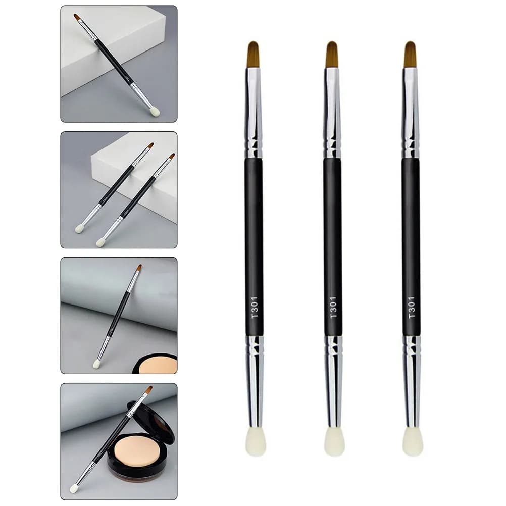 3Pcs Dual-Head Sponge Concealer Brush Premium Soft Skin-Friendly Makeup Brush for Creative Eyeliner Face Concealing Portable
