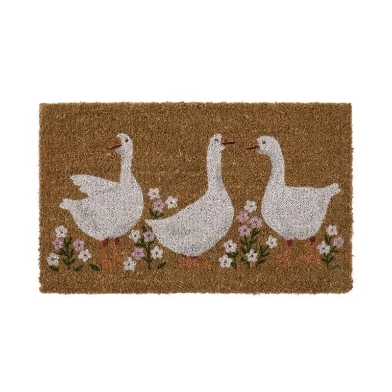 Newest Floor Mat Three White Goose Wildflower Print Coir Doormat Farm Animal Entryway Floor Mat
