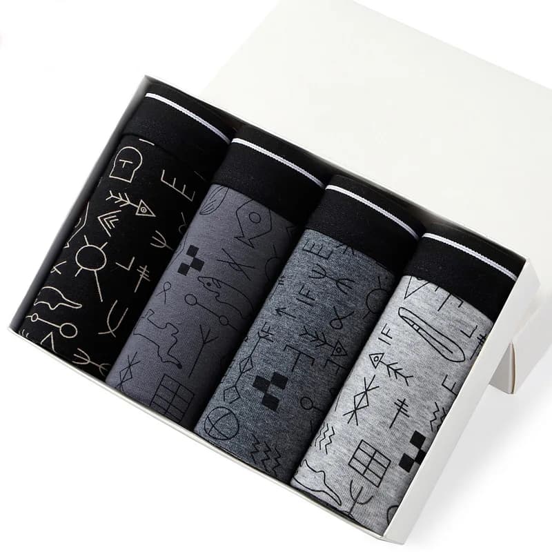 4 pcs men's panties Sexy underwear cotton boxer breathable men's boxer solid brand pants