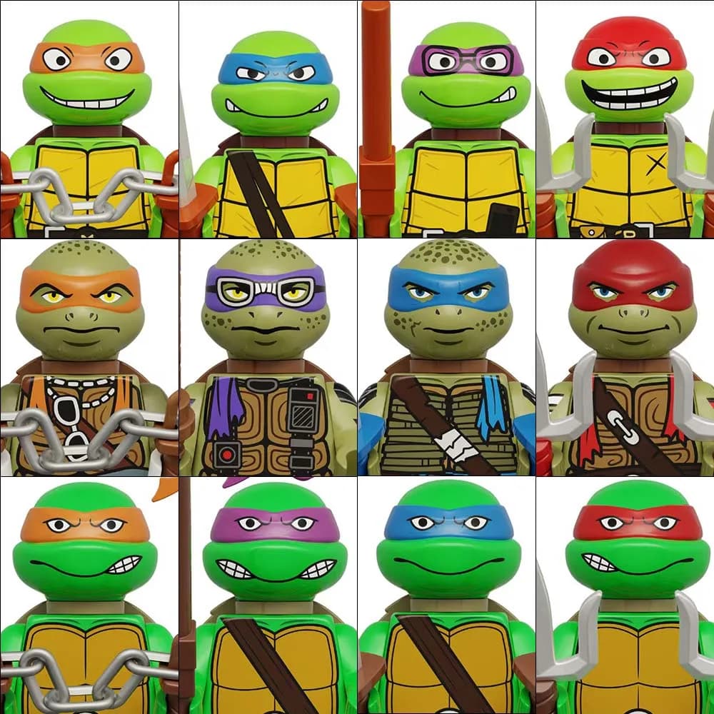 Set di 4 o 8 Mini Action Figure dei Tartarughe Ninja, Mattoncini da Costruzione, Bambole Leo e Raph, Blocchi Assemblabili, Ornamenti, Puzzle, Giocattoli Cartoon, Regali