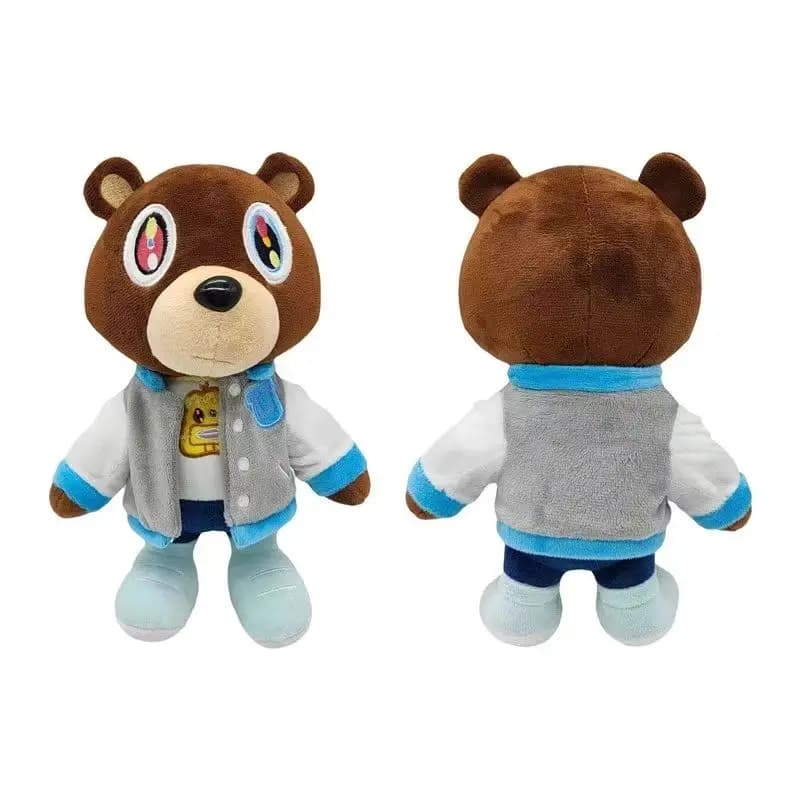 26CM Kanye Teddy Bear giocattoli di peluche Cartoon farcito morbido orso bambole vita-like carino vestito gilet blu mimetico Kanye giocattoli cuscino regalo