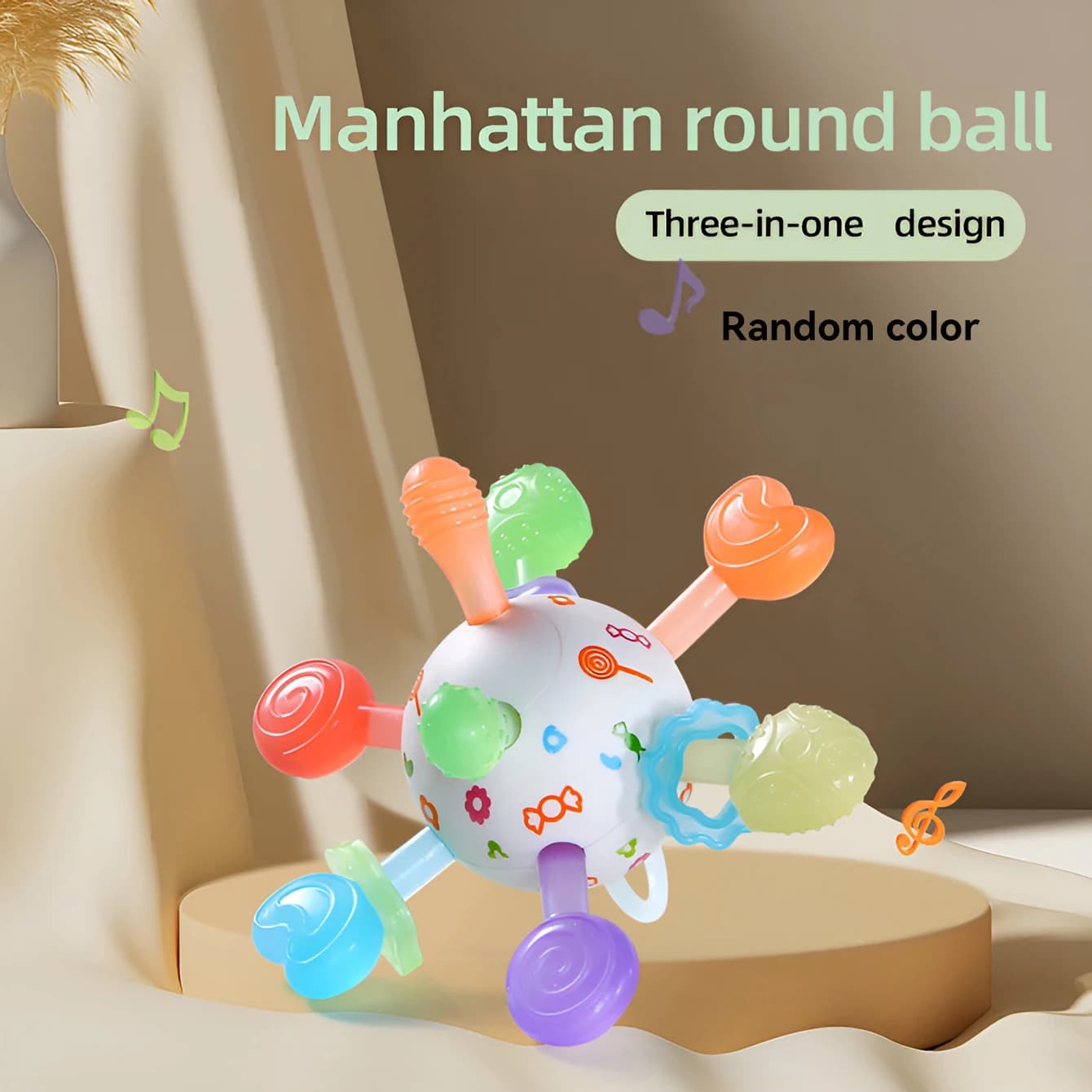 Baby jelly ball teal toy fruit round ball player grab ball sonaglio sound toy