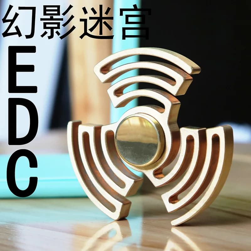 Nuovo fidget spinner, spinner per dita in rame puro, fantasma in ottone, rotazione stabile a tre foglie a due pagine, decompressione a lungo termine