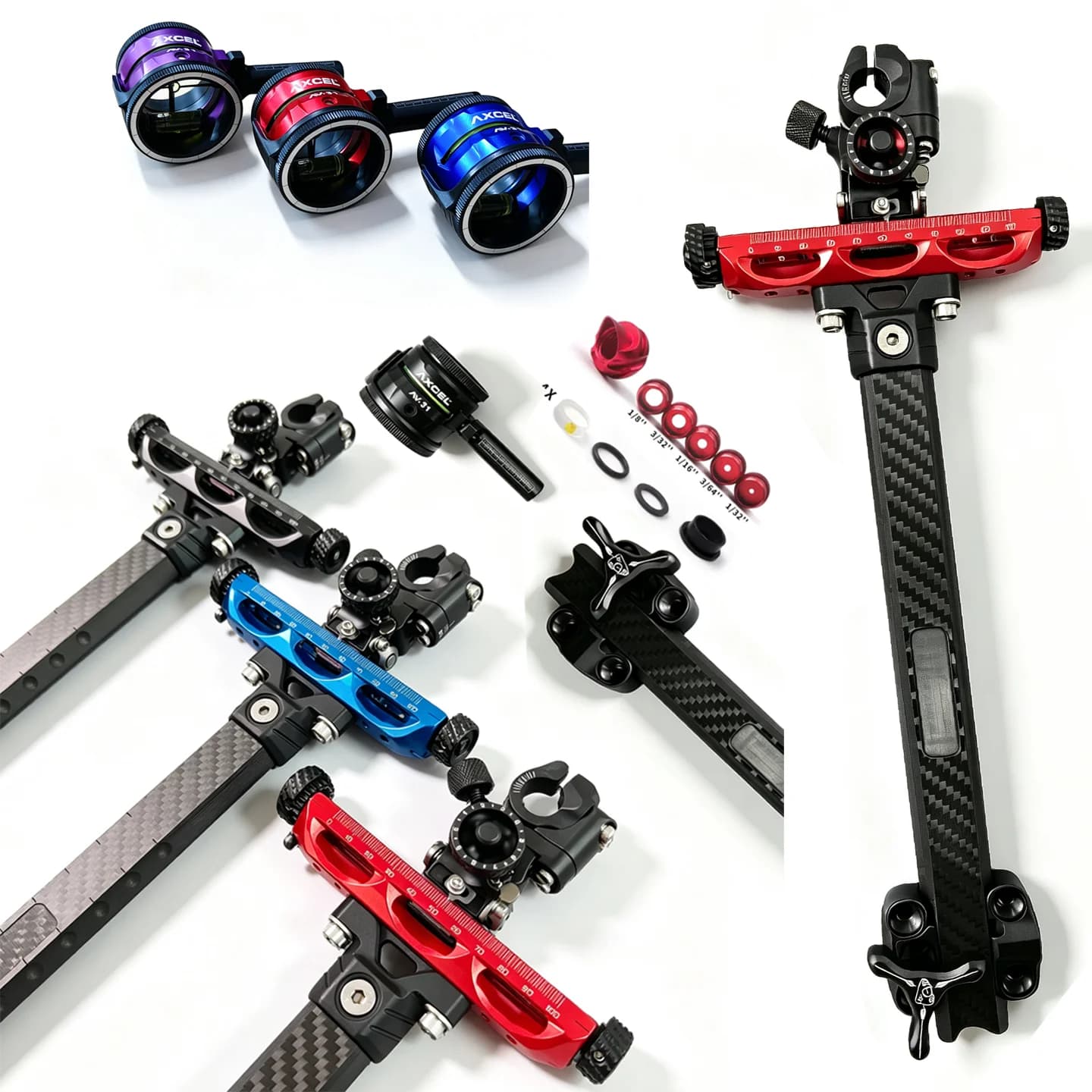 Compound Bow Sight Pin, 9 Inch Adjustable Carbon Fiber Frame Archery Sight Accessories, Universal for Right & Left Hand Target