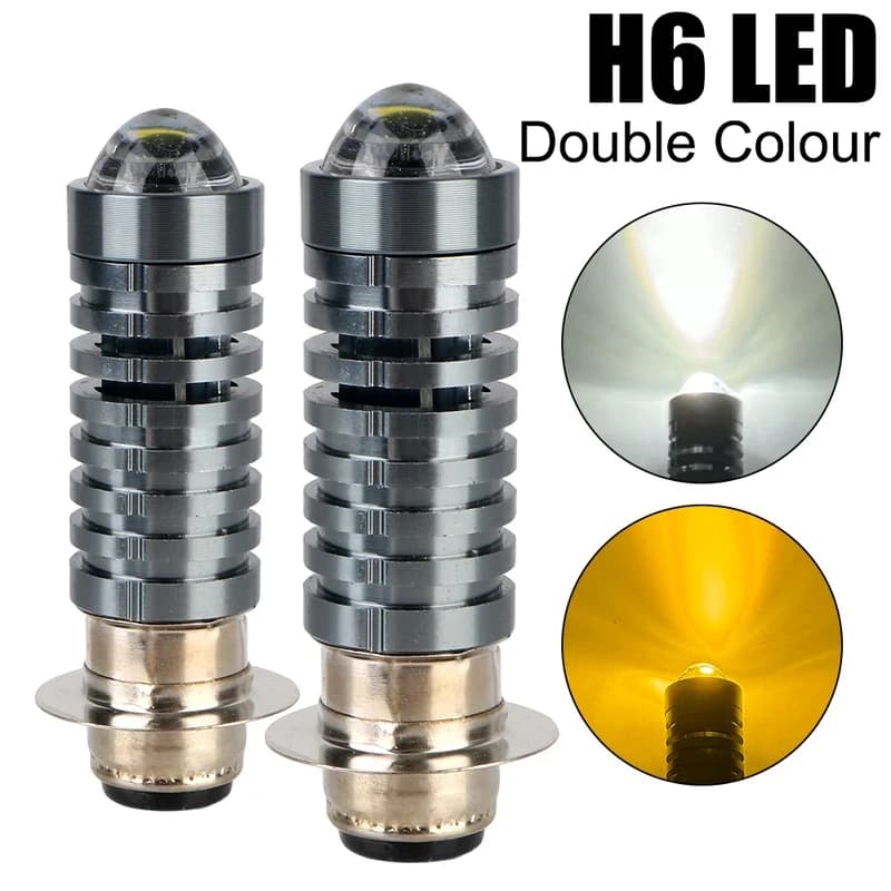 Faro LED Universale per Moto, Faretto H6 Piccolo in Acciaio con Doppio Fascio Luminoso Alto e Basso, Illuminazione Super Luminosa, Resistente
