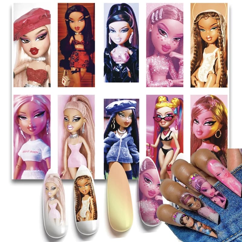 1 Pezzo Adesivi per Unghie 3D a Forma di Bambola, Decalcomanie Autoadesive per Trasferimento, Decorazioni per Manicure, Foglietti per Unghie, Decorazioni Fai da Te