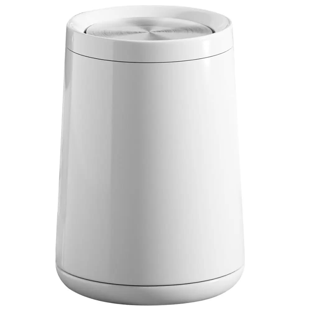 Cestino per Rifiuti con Coperchio Basculante da 10L/2,6 Galloni, Bidone in Metallo con Coperchio Ribaltabile per Bagno, Soggiorno, Camera da Letto, Hotel, Ufficio, Lavanderia (Bianco)
