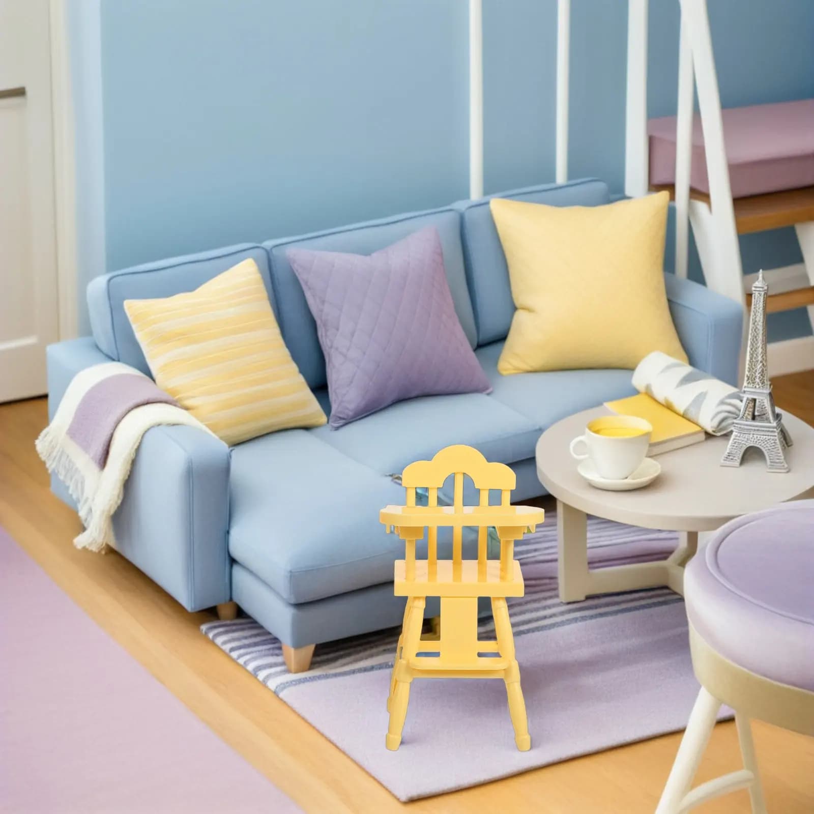 Set di Passeggino e Seggiolone in Miniatura per Casa delle Bambole, Collezione di Mobili in Miniatura, Design Realistico per Giochi di Ruolo