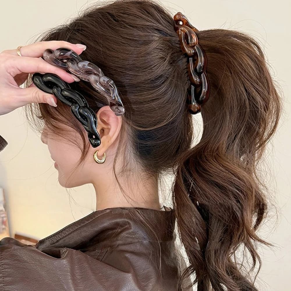 Fermaglio per Capelli in Acrilico Intrecciato, Molletta a Banana per Donne, Fermacapelli Vintage Leopardato, Accessori per Capelli