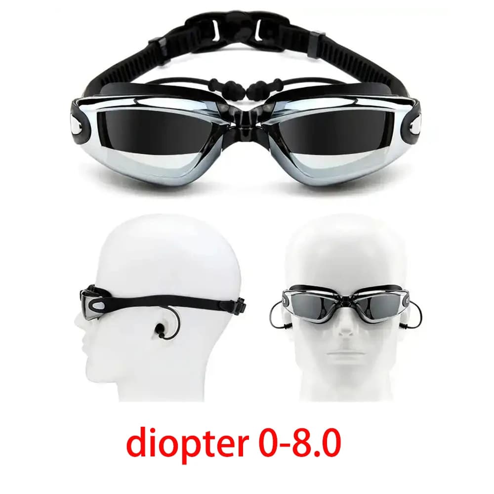 Swim glasses for myopia adults earplugs Anti fog HD professional swim glasses men women waterproof optic glasses wholesale