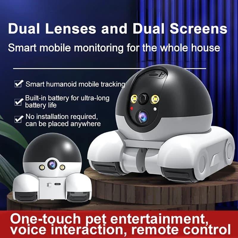 Telecamera di Sicurezza WiFi HD 1080P con Tracciamento Automatico, Monitor per Bambini e Animali Domestici, Telecamere Robot Intelligenti per Casa