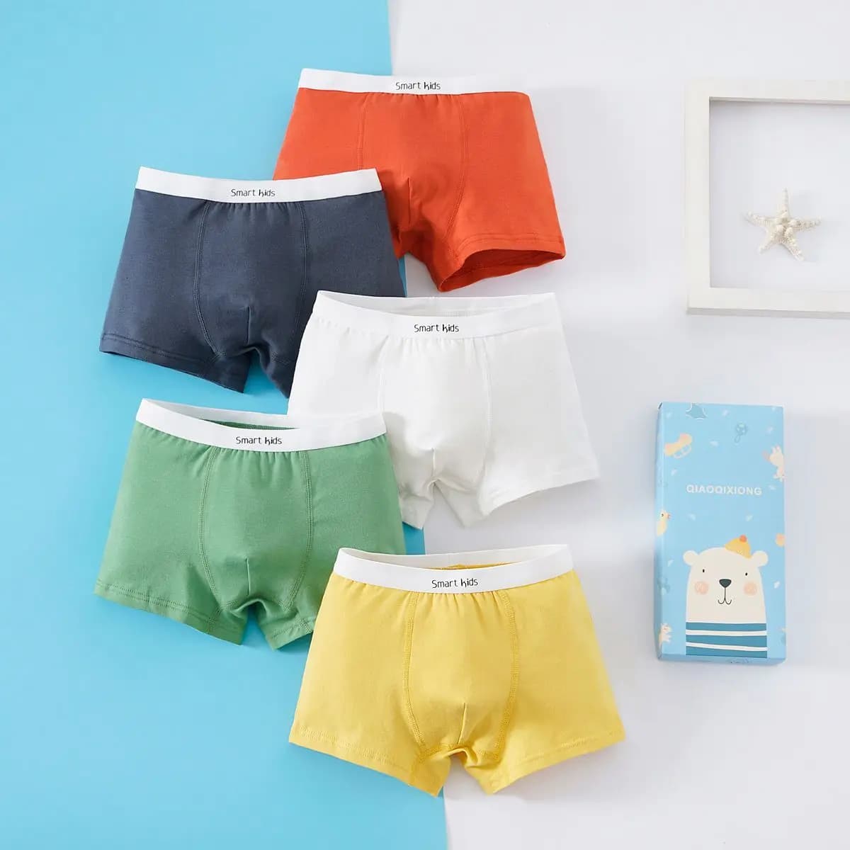 Children's Underwear Cotton Boys and Teenagers Boxer Shorts Boxer Shorts 5-Pack