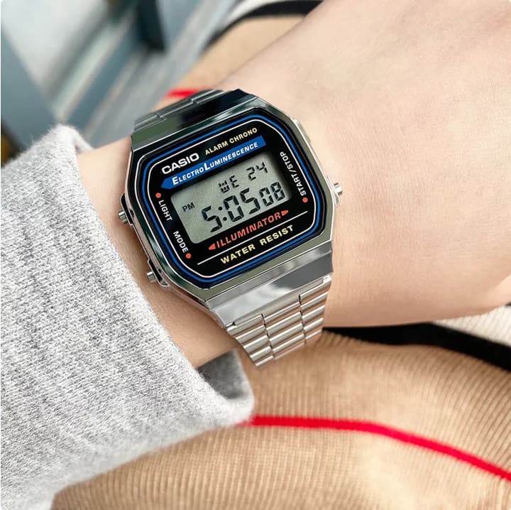 CASIO A168 Retro Square Digital Watch | Silver/Gold, Backlight & Water Resistant Birthday Watch