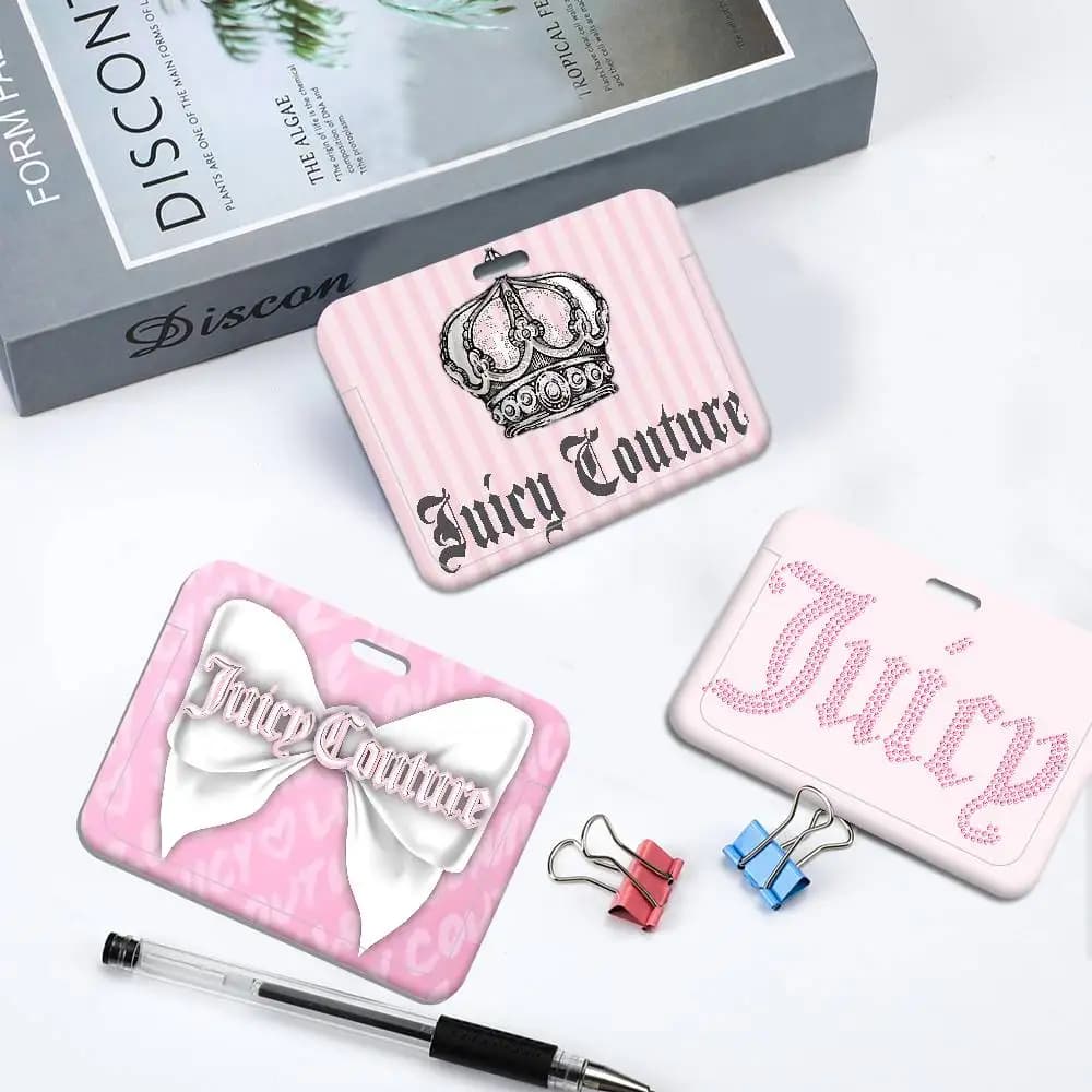 Porta Carte di Credito J-Juicy C-CoutureS-S 1pz con Cordino da Collo per Carte Bancarie, Porta ID Bus, Porta Badge Studenti