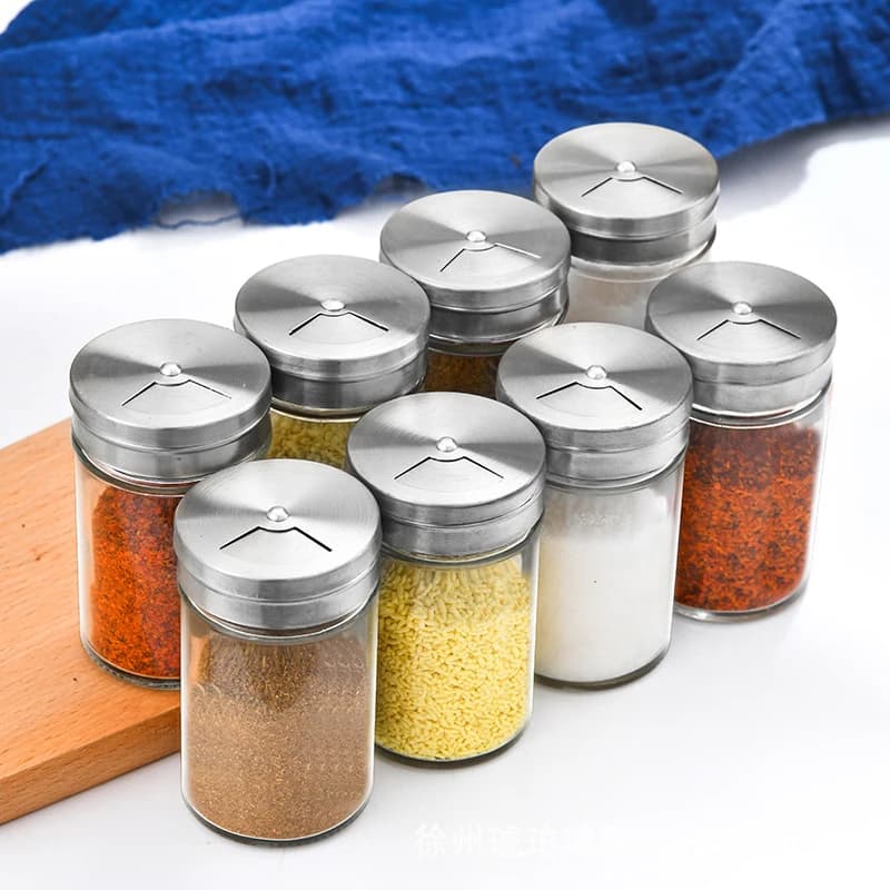 1 Piece Glass Spice Jars Empty Spice Bottles And Spice Containers With Metal Hermetic Caps With Aluminum Caps
