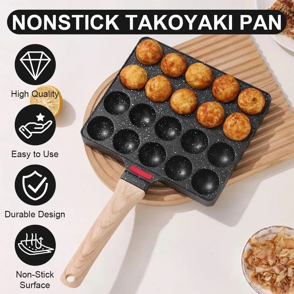 Takoyaki Pan 20 Stampi Takoyaki Maker Padella Lega di Alluminio Antiaderente Grill Pan Piatto di Cottura per Polpo Palline Pancake torta fare