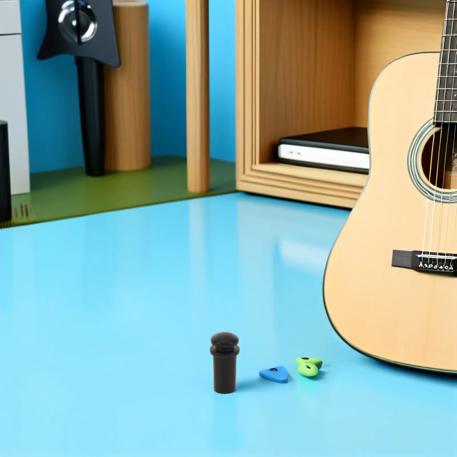 2Pcs Wooden End Pins Ebony Guitar Strap Locks for Acoustic Electric Bass Ukulele Mandolin Sound Resonance Enhancement Universal
