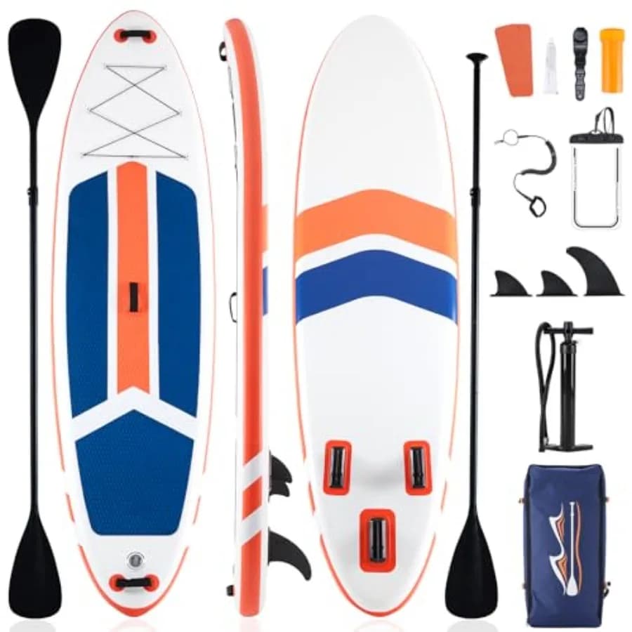 Inflatable Stand Up Paddle Board for outdoor water sports PVC drop-stitch material blue-gray color ultra-wide stable design wit