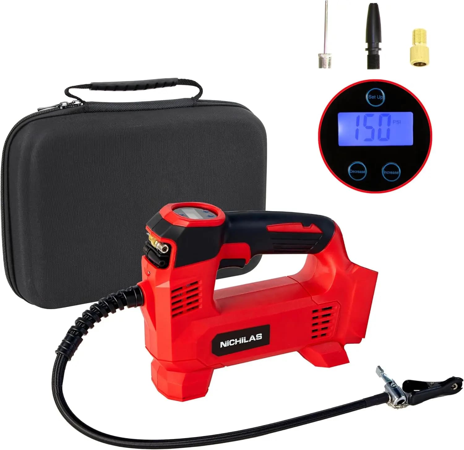 Gonfiatore portatile per auto, moto, bici – Schermo LCD, impostazione valore fisso, compatibile con batteria M18 (senza batteria)