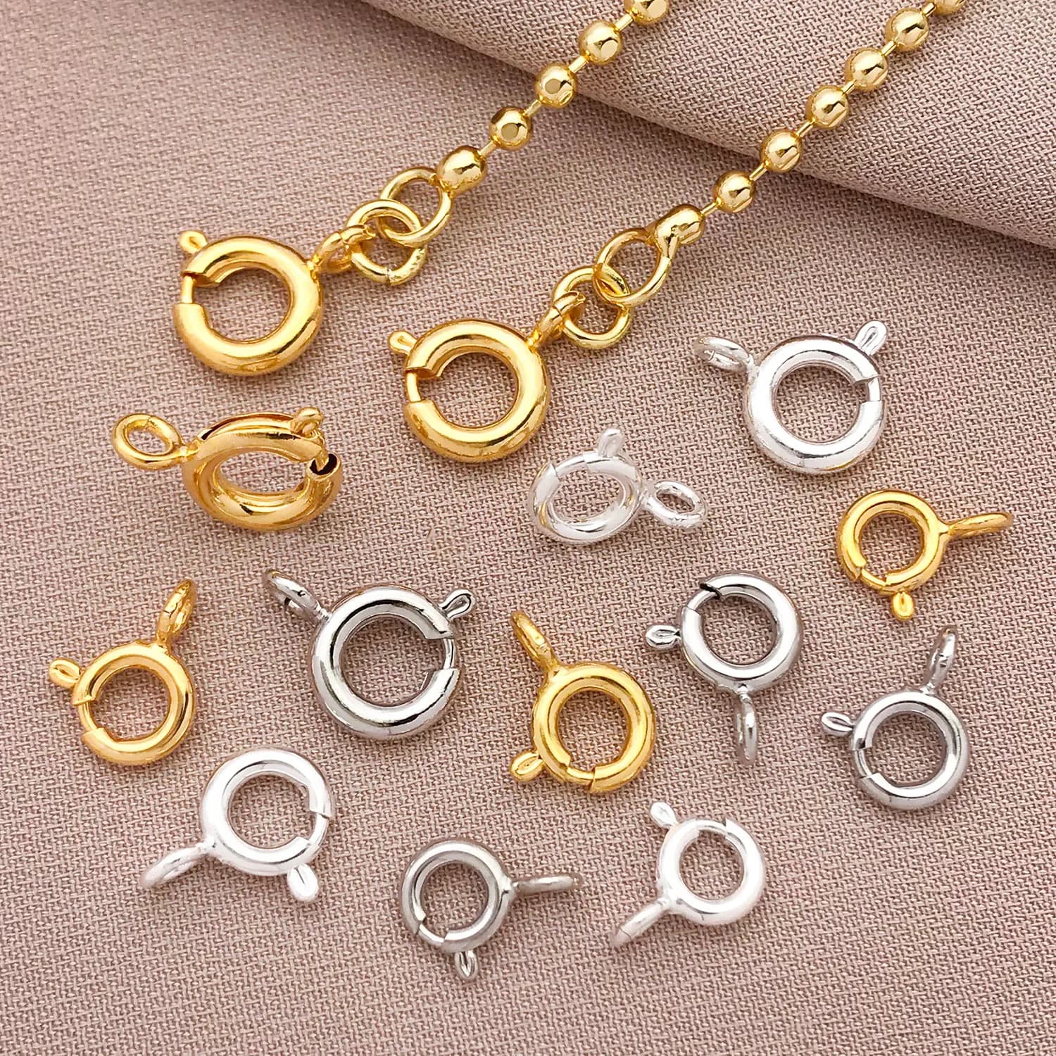 20pcs 18k genuine gold thick silver platinum spring buckle suitable for DIY necklace bracelet accessory connector