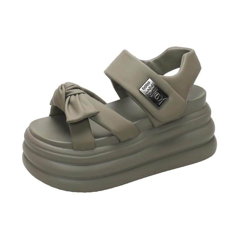 Nuovi Sandali Donna 2026 con Zeppa 8cm, Plateau e Tacco, con Nodo a Farfalla e Chiusura a Strappo, Suola Spessa, Lusso