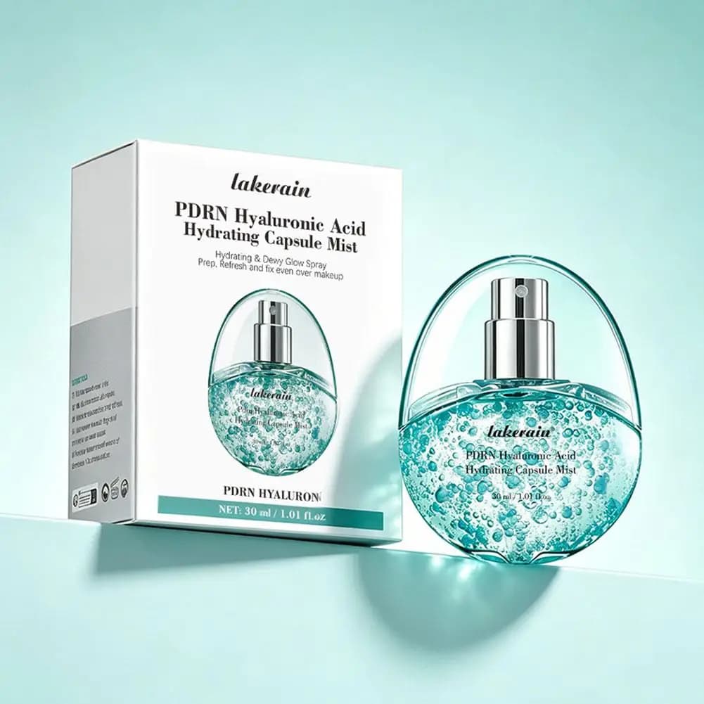 Spray Idratante Effetto Rugiada 30ml con PDRN, Acido Ialuronico e Collagene in Capsule - Nebbia Rinfrescante, Fissante Trucco, Illuminante ed Essenza Tonificante per il Viso