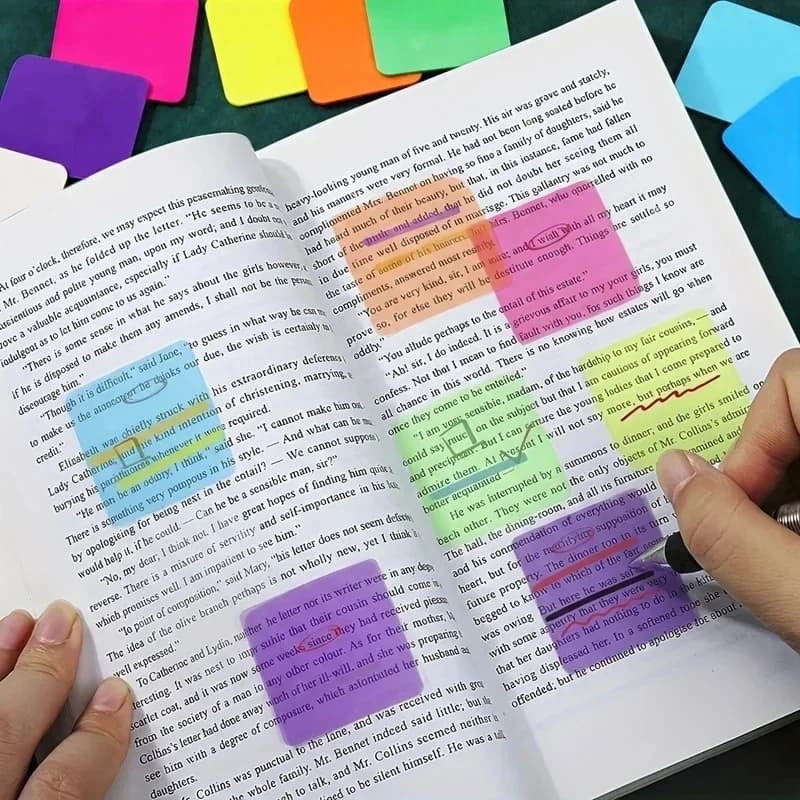 1-6bag Transparent Sticky Notes,Random Color Self-Adhesive,Waterproof for Reading Highlighting,Book Annotation