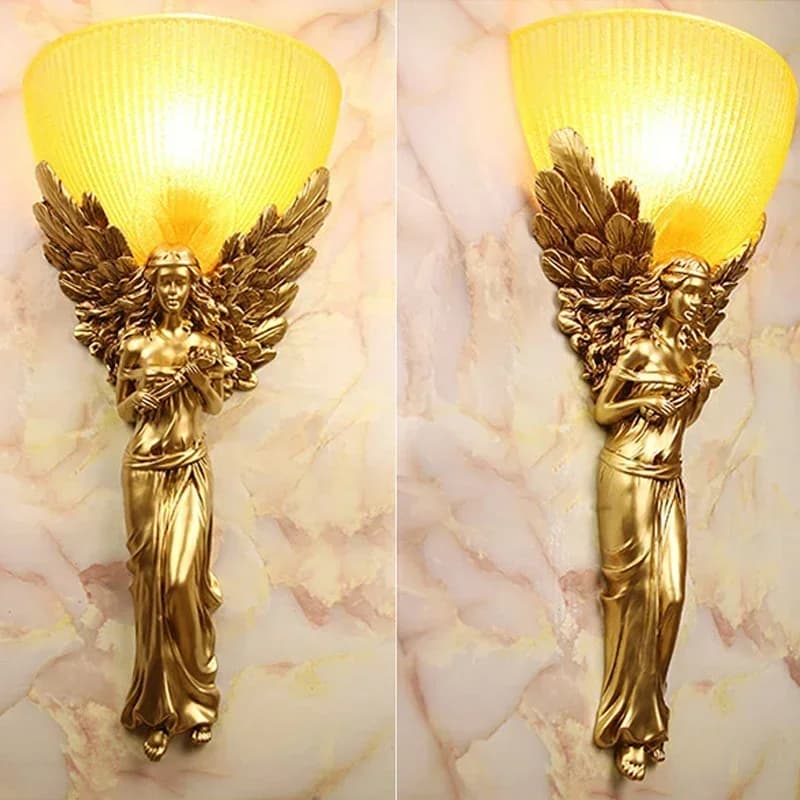 Retro Angel Girl Lampada da parete Apparecchi di illuminazione per soggiorno Corridoio Applique da parete Camera da letto Specchio da parete Luce American Home Decor