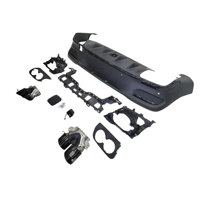 GLE53 Style Rear Diffuser WIth Silver Black Muffler for C167 GLE Coupe 2020-2023
