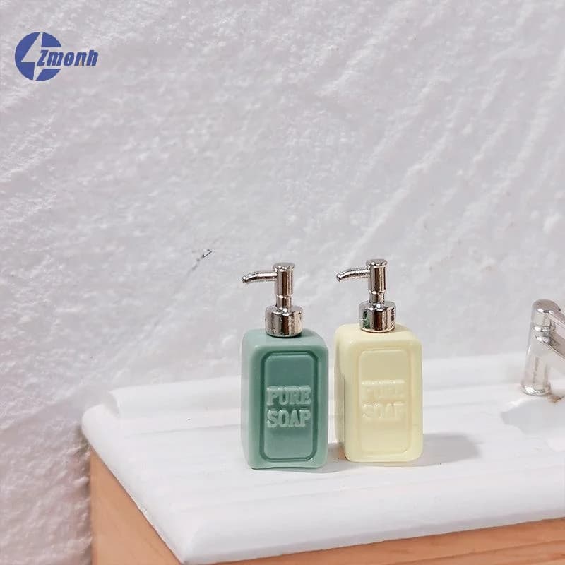 4Pcs Dollhouse Bathroom Accessories Mini Split Bottle Pretend Play Furniture Toy Miniature Soap Dispenser Model Doll House Decor