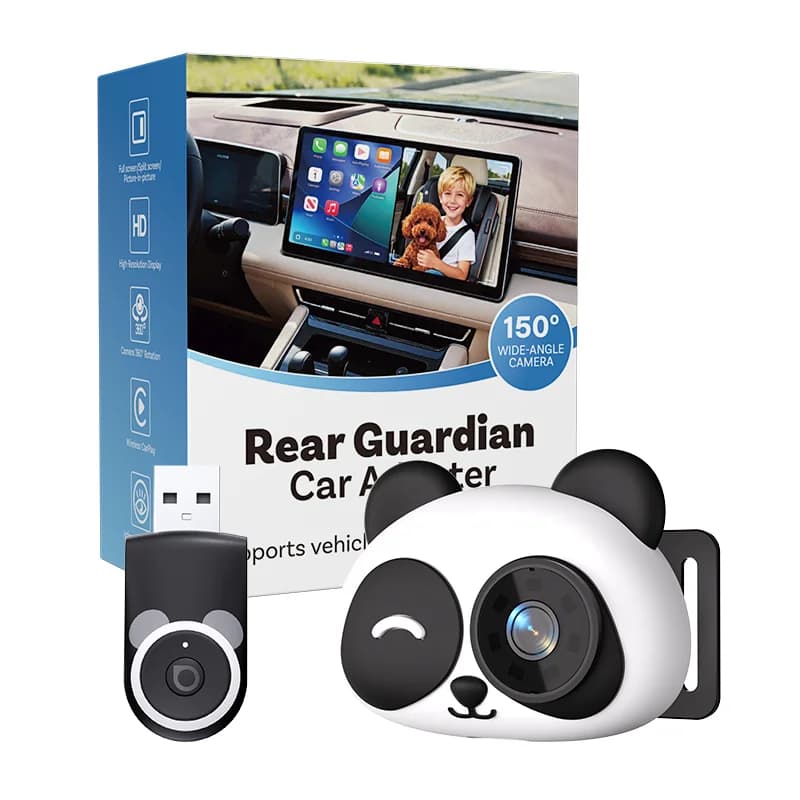 Adattatore Wireless CarPlay 2026 Cabin Care con Telecamera HD 1080P per Auto e Bambini 150 ° Monitor per sedile posteriore con visione notturna grandangolare e schermo diviso
