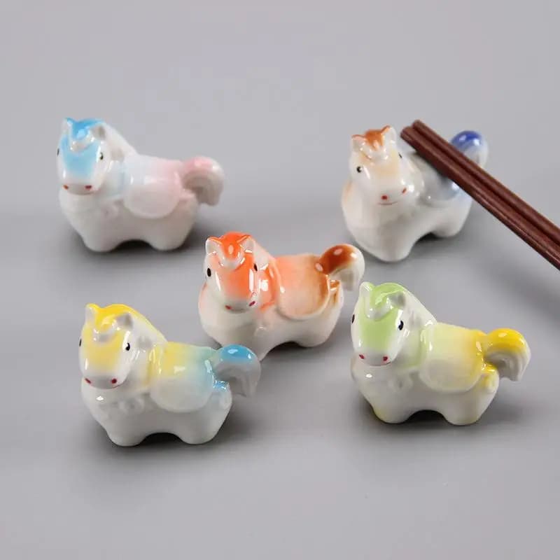 Ceramic Chopsticks Pillow Cartoon Chinese Zodiac Horse Chopstick Rest Home Decoration Chopsticks Chopsticks Holder Spoon Holder