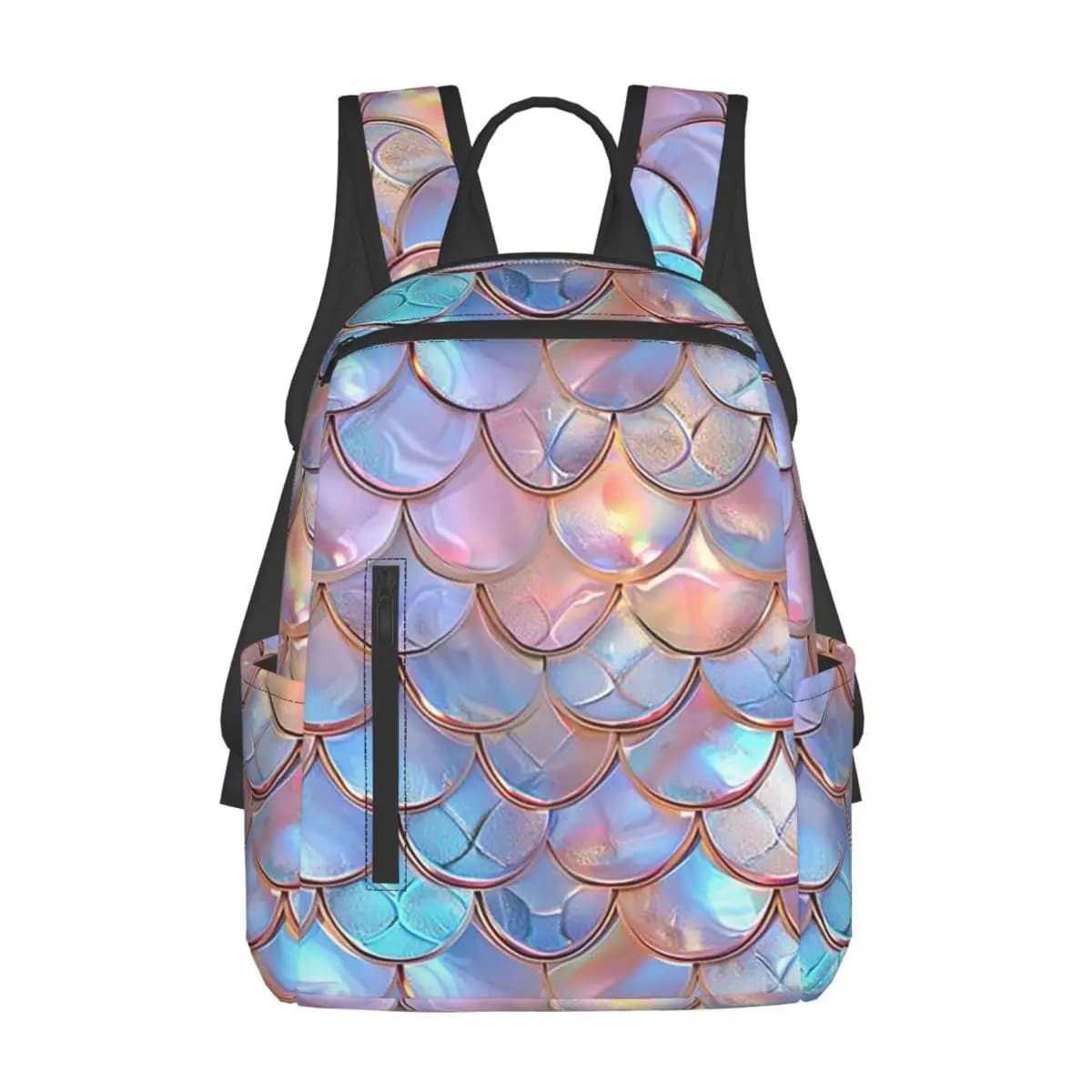 Mermaid Fish Scale Backpack Daypack Large Capacity Kids BookBag School Bag Shoulder Bags for Men Women