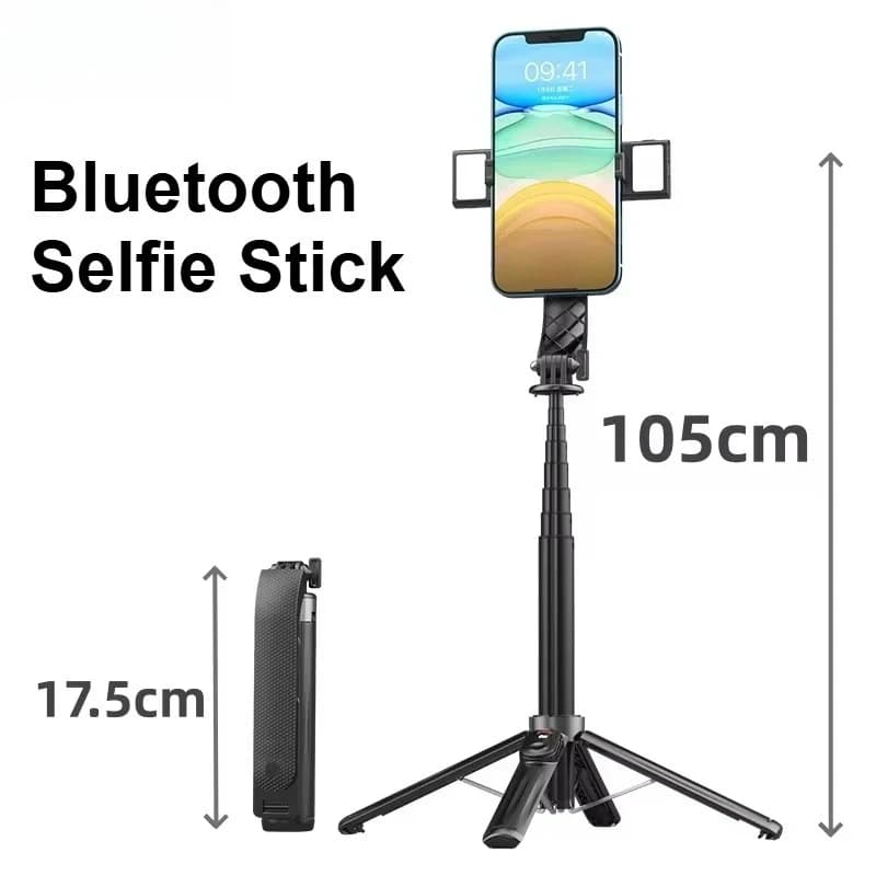 Alloy Bluetooth Selfie Stick with Four-Corner Reinforcement Extendable Portable Mobile Stand Tripod with Wireless Remote
