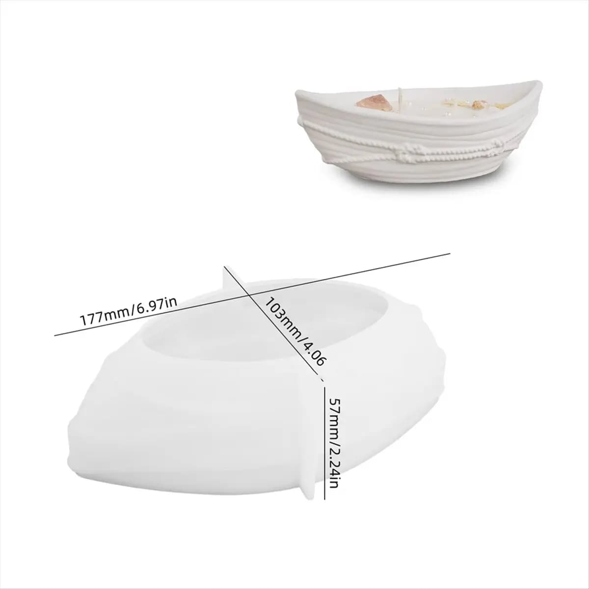 Stampo in silicone (WSFS) per contenitore candela, stampo ovale a forma di ciotola, stampo a forma di barca per candele, stampo per barattoli, stampo con motivo a corda, stampo in resina epossidica per vassoio portaoggetti, stampo in gesso