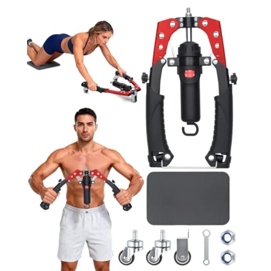 Arm Trainer 2-in-1 with Wheel AB Roller, Power Twister Hydraulic Powered, 22-440LBS Adjustable Resistance