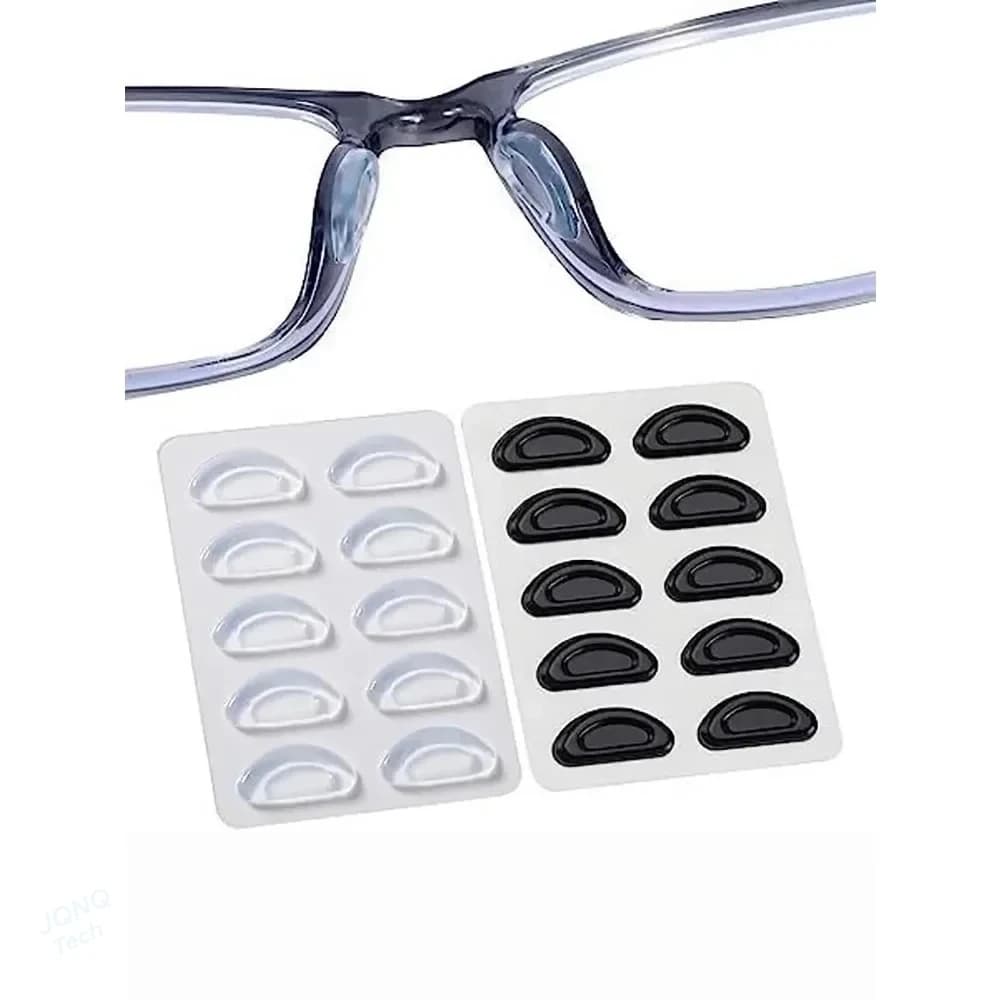 5 pairs of anti-slip nasal bearings for glasses, soft silicone nasal bearings for glasses with plastic frame, sunglasses (black/white)