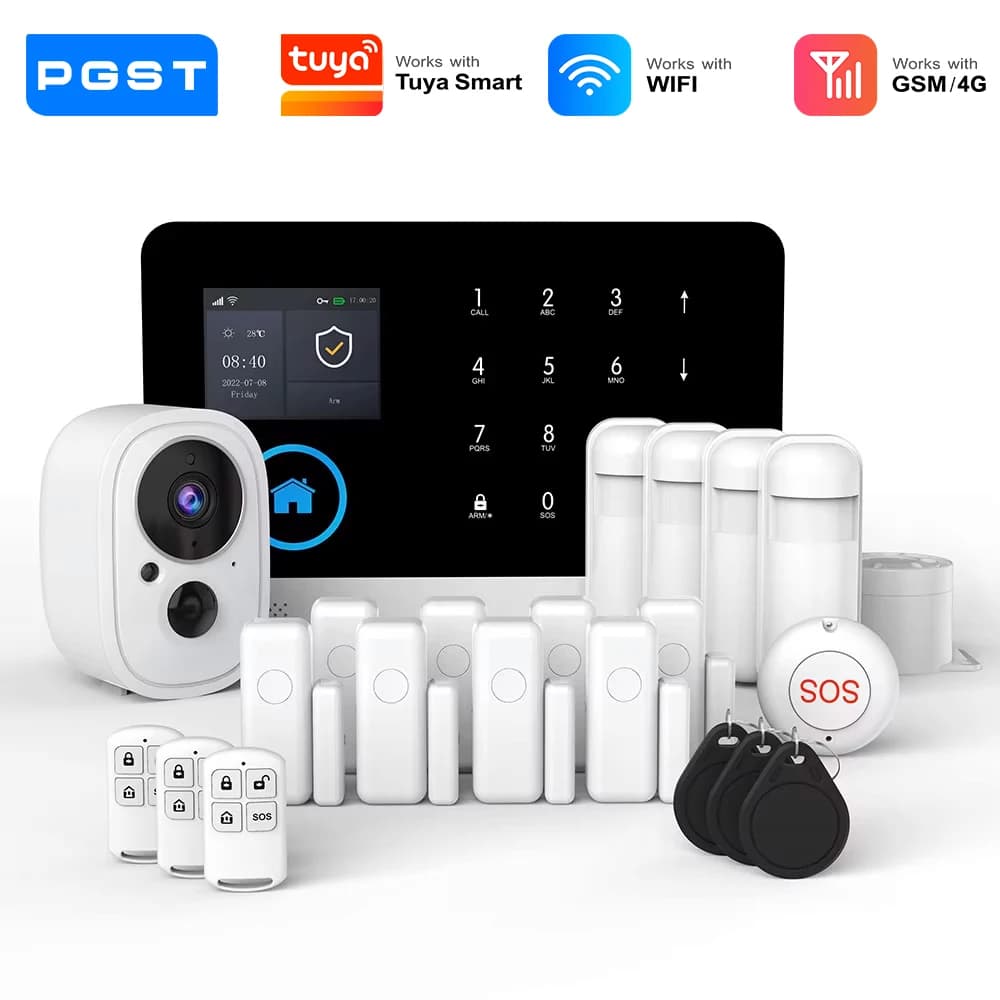PGST 103 Schermo da 2,4 pollici 4G 2G WIFI GSM Sistema di sicurezza domestico Bulgar per la casa 433 MHz Scheda RFID di controllo APP con movimento PIR