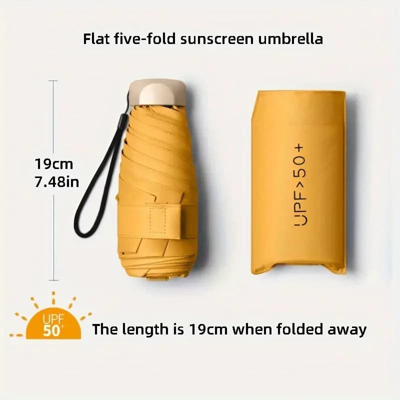 Mini ombrello pieghevole compatto a 6 stecche - Manico e telaio in lega di alluminio leggero e resistente, apertura/chiusura manuale, elegante e portatile