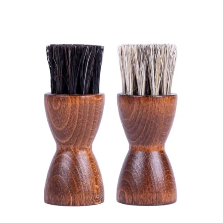 Horsehair Dauber Brush Set, Shoe Shine Polish Applicators for Leather Boots, Dress Shoes, Sneakers and Footwear Care Made in Ge