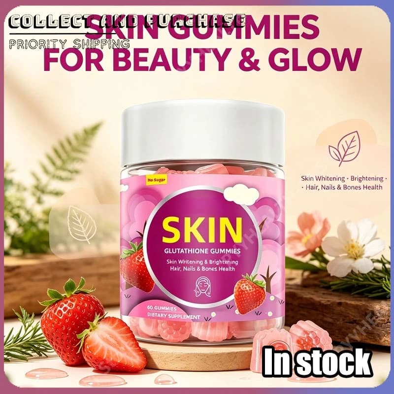 Glutathione Collagen Gummies with Vitamin C E B12 Folic Acid Grape Seed, Daily Beauty Wellness for Men & Women 60 Count